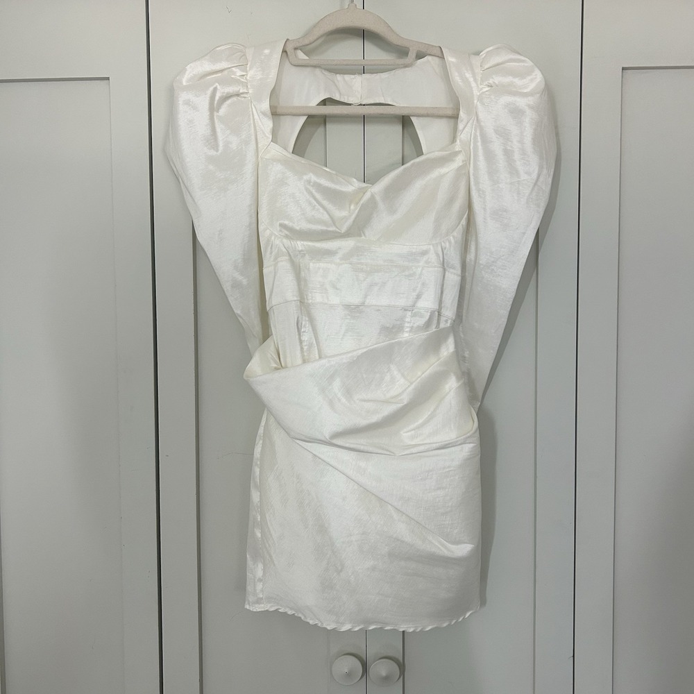 For Love & Lemons Dress Womens Small Etta White Mini Bridal Wedding Bachelorette